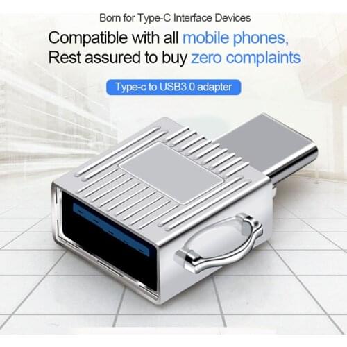 Ginsley Type-C Adapter Silver USB C Male to USB3.0 Femail USB OTG converter for devices with typec interface
