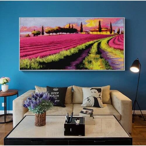 Lavender garden scenery Cross Stitch painting Flower Cross-stitch Kit DMC Counted Chinese Embroidery Needlework Canvas printed