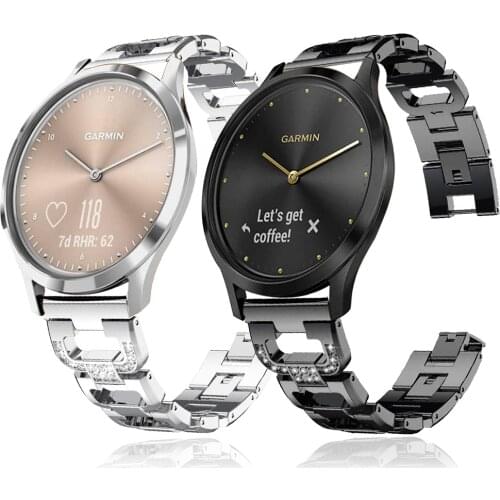 Steel Strap Loop for Garmin Watch Vivoactive 4 3 Strap for Garmin Vivomove HR Active Watch 22 20mm Band Women Diamond Bracelet