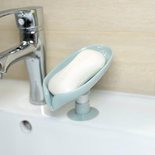 Leaf Shape Soap Box Self Drain Soap Holder Box Bathroom Shower Soap Holder Sponge Storage Plate Tray Bathroom Supplies