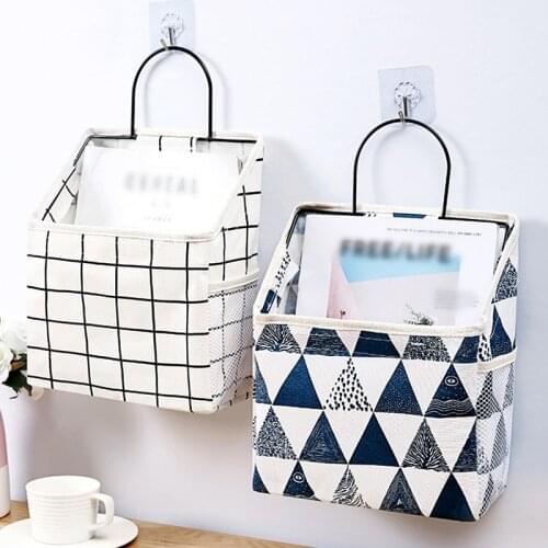 1Pc Lattice Hanging Storage Bag Bedside Storage Organizer Dorm Room Phone Book Magazine Storage Bag Holder With Hook Bed Pocket