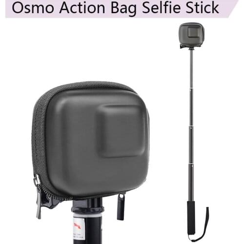 Sports Camera Storage Bag Mini PU Bag Selfie Stick Aluminum Extension Rod Protective Case for DJI Osmo Action GOPRO Accessories
