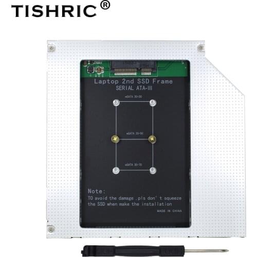 TISHRIC SATA 3.0 9.5mm Caddy Enclosure For MSATA 2nd HDD SSD Hard Drive Disk Adapter Laptop DVD-ROM Aluminium Optical Bay Case