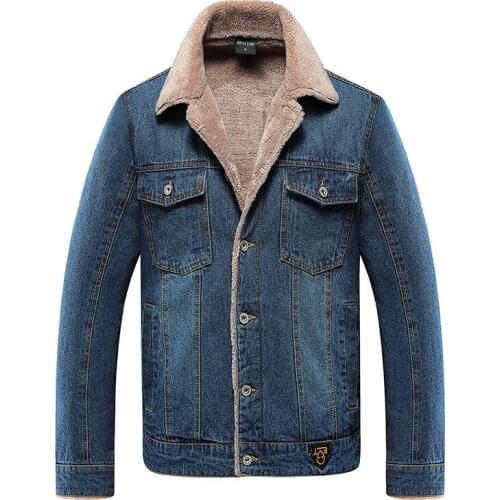 Thick Denim Jacket Men Casual Lapel Cotton Jeans Jacket Men Fur Collar Warm Winter Mens Jackets And Coats Plus Velvet Abrigos
