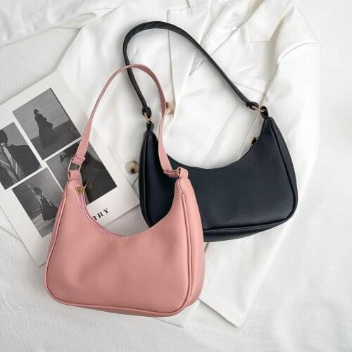 Vintage PU Leather Hobos Shoulder Bags For Women Elegant Lady Travel Underarm Bag Casual Ladies Solid Color Small Handbags Purse
