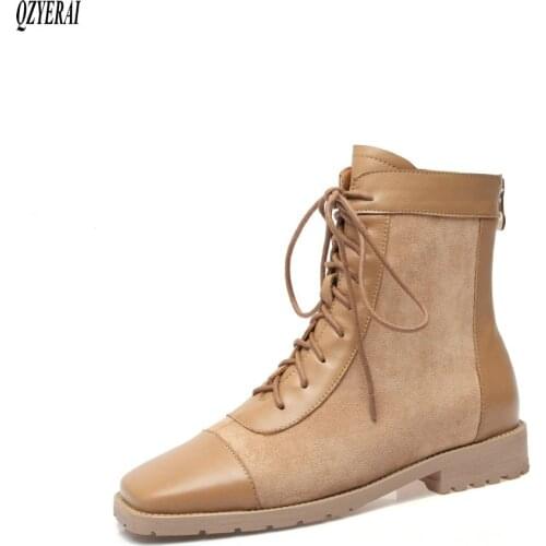 2020 New winter Genuine leather ankle Women boots The school Female boots Women shoes cowhide Size 34-43