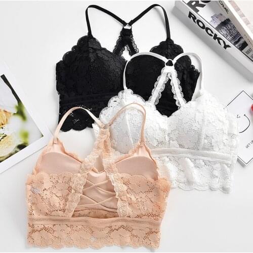 Women Vest Crop Tops Bralette Wireless Lingerie Sexy V-Neck Underwear Tank Top Women Deep V Back Underwear Camisole sport bras