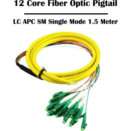 12 Core 1.5 Meters LC/APC SM Single Mode Fiber Optic Pigtail FTTH Ethernet Networking Fiber Cable
