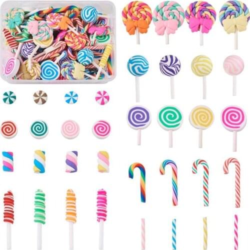 140pcs/set Handmade Polymer Clay Cabochons Candy Mixed Shapes for Jewelry Making DIY Mobile Party Decoration