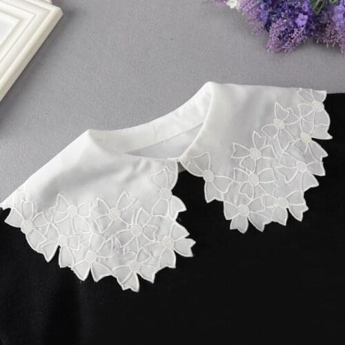 2020 Flower Lapel Fake Collar for Women Shirt White False Collars Removable Detachable Collar Faux Col Lady Dress Nep Kraagie