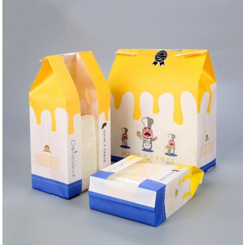 Bread toast bag packaging food baking toast bag baby shower Birthday Party Waterproof and oil-proof white kraft paper bags 50pcs