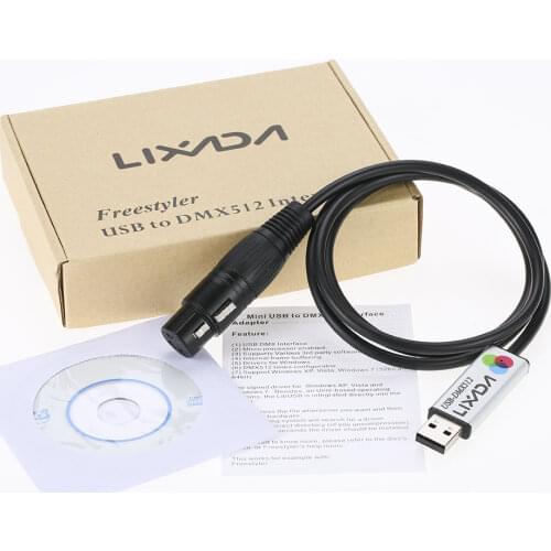 USB to DMX Interface Adapter DMX512 Computer Stage Lighting Controller Dimmer Usb Led Dmx512 Interface With CD for DJ Disco