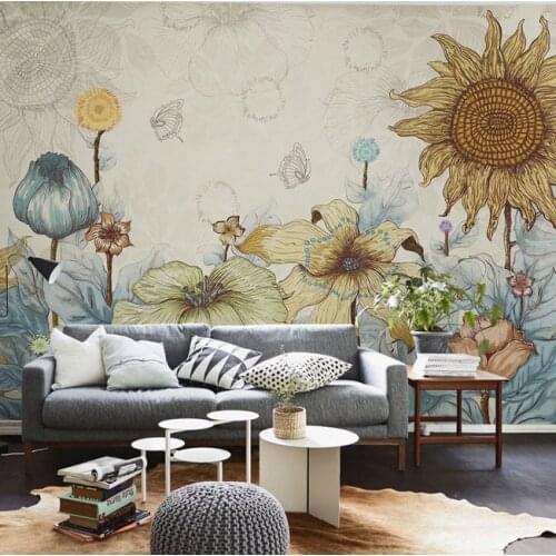 Bacal Original Design Sunflower Murals Wallpaper for Walls Living Room Sofa Background 3d Wall Photo Murals (Can do any size)