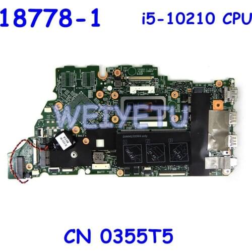 CN 0355T5 18778-1 i5-10210CPU Mainboard For DELL Inspiron 5490 5498 5590 Laptop Motherboard 100% Tested Working Well