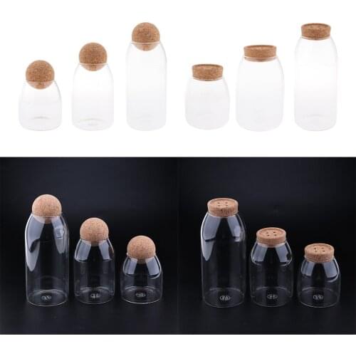Decorative Cork Clear Glass Kitchen Storage Tank Sealed Cans Bottle Coffee Tea Food Storage Jar for Home Kitchen Cafe Decor