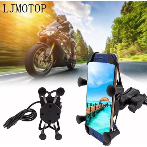 Universal Motorcycle phone holder Chargeable Wired USB 360 Rotation For Suzuki GSX 1250 1400 650F SV650 GSXR 600 750 GSR 600 750