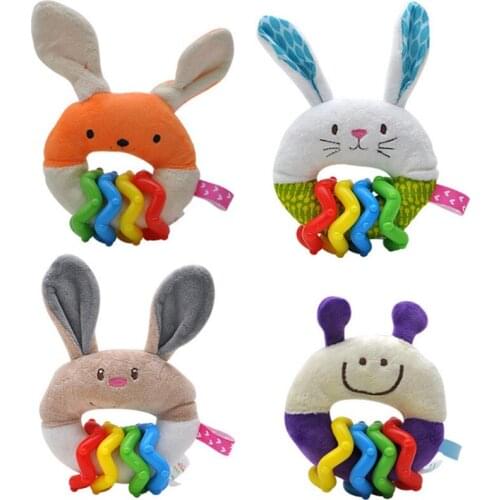 Baby Toys Cartoon Baby Hand Ring Rattles Toys Baby Toys 0-12 Months Soft Hand ring bell Plush Baby Teether Soothing hand toys