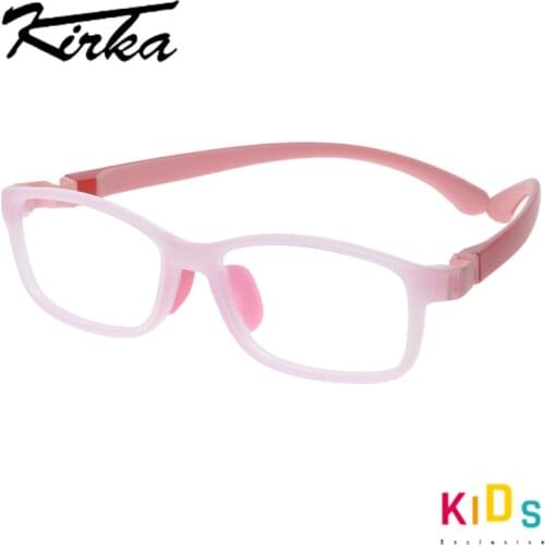 Kids Glasses TR90 Flexible Eyeglasses Frame Children Pink Kids Eyeglass Frames For 7-12 Years Girls Optical Glasses Rubber