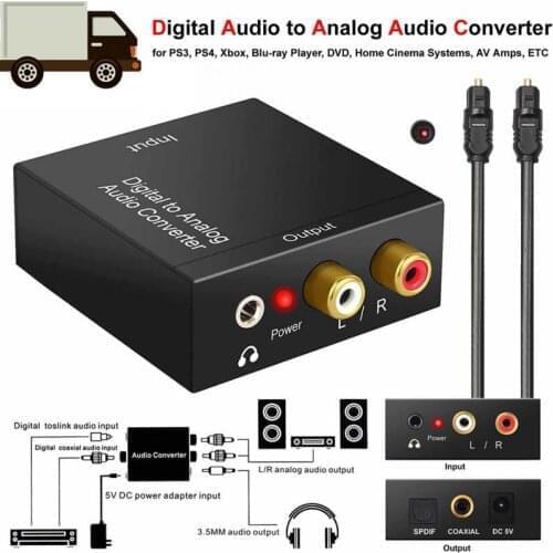 Coaxial Optical Fiber Digital to Analog Audio AUX 3.5mm Jack RCA L/R Converter SPDIF Digital Audio Decoder Amplifier