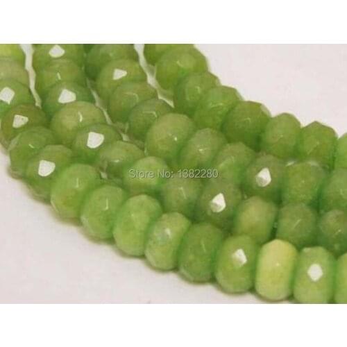 Beautiful Natural Stone 5x8mm Faceted Wheel Shape Green Olive Jades Color Loose Beads DIY Parts Accessories Wholesale Price
