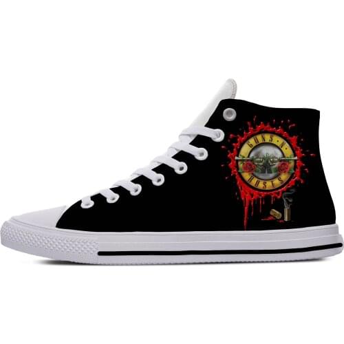 Guns N Rose Heavy Metal Rock Band Fashion Funny Casual Cloth Shoes High Top Lightweight Breathable 3D Print Men women Sneakers