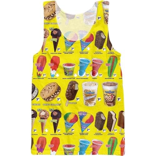 Summer Vest Funny A Variety Of Ice Cream And Beverage 3d Print Shirt Men Tank Top Bodybuilding Stringer Gilet Sleeveless Tanktop