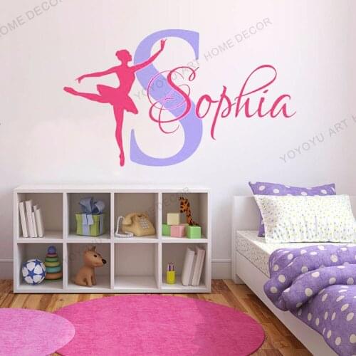 Ballerina Wallpaper Murals Personalized Name Dancing Nursery Ballet Dance Vinyl Decals Sticker Custom Decals Bedroom Decor rb462