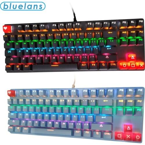 Desktop 87-key Shine Red-Heart Keyboard Universal RGB Backlit Mechanical USB Wired Gaming Keyboard Mechanical keyboa