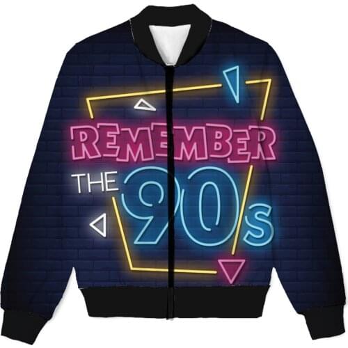 REAL American SIZE Remeber the 90s 3D Sublimation print Zipper Up Jacket plus size 4XL 5XL 6XL