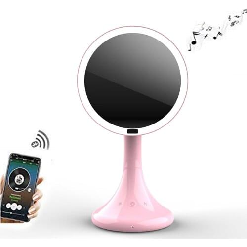 New Desktop Single Mirror LED Makeup Mirror Wireless Audio Human Body Infrared Induction Glowing Mirror Amplification Fill Light