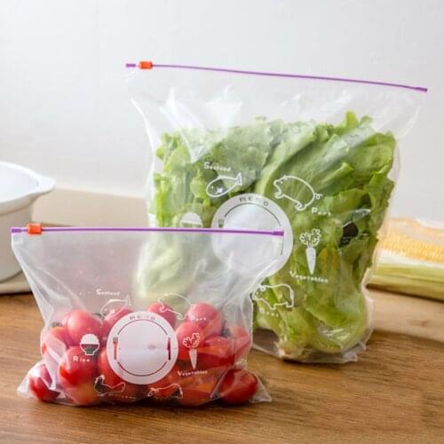 10Pcs PVC Fresh Keeping Bag For Vegetable Fruit Storage Freezing Preservation Zipper Sealed Bags Kitchen Food Organization Tools