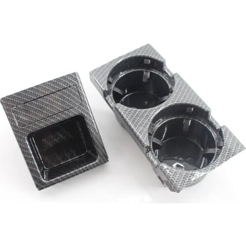 Front Console Dual Drink Cup Coin Holder for BMW E46 1999-06 Carbon Fiber Print