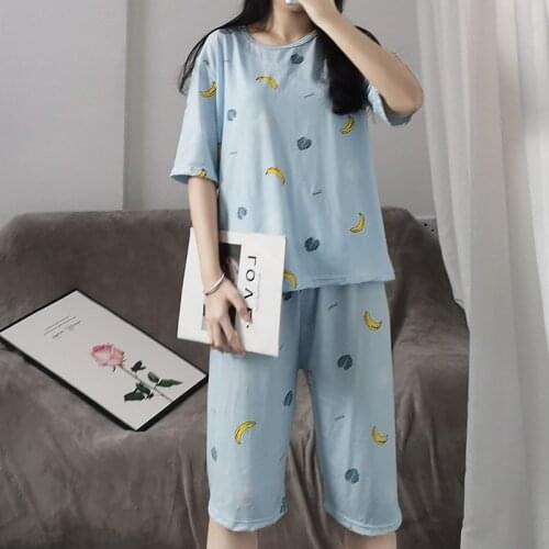 Summer Pajamas Women New Korean Version Two Pieces of Fresh Student Home Suits Bedroom Set Lounge Wear Sleepwear