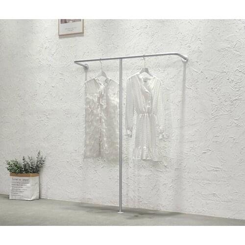 Womens clothing store shelf silver clothing store display rack wall clothing rack floor type clothes rack side hanging display