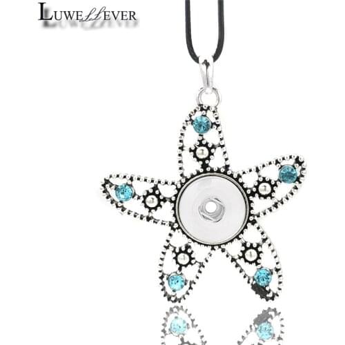 Hot Metal Fashion Interchangeable Starfish Crystal Ginger Necklace 233 Fit 18mm Snap Button Pendant Charm Jewelry For Women Gift