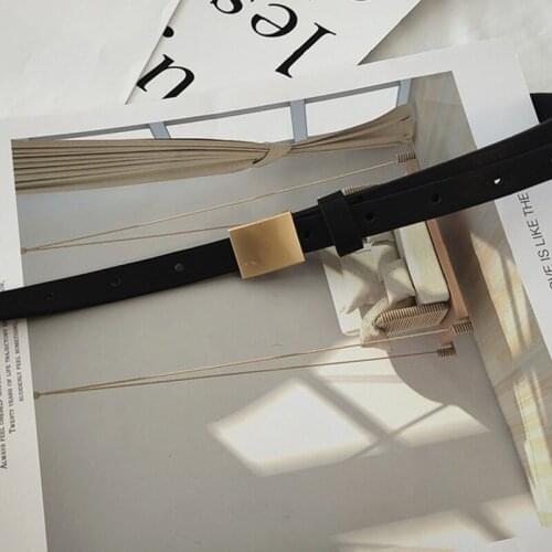 Womens Belt Jeans New Chic Gold Geometric Metal Buckle Belt Leather Strap Belt Girl 2020 Simple Thin Belt Dress Accessories