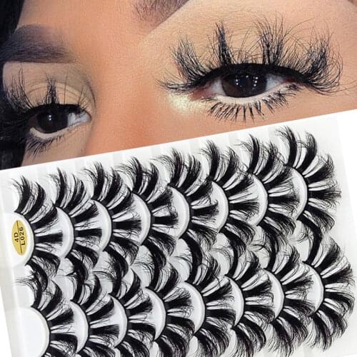 8 Pairs 25mm 4D False Eyelashes Set Thick Wispy Fluffy Dramatic Fake Eyelash Volume Faux Mink Lashes Makeup Extension Tools