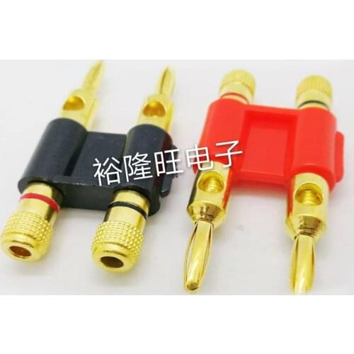 Smonisia 20pcs/lot 4mm Banana Plug Double Row Terminal Instrument Speaker Two-in-one Gold-plating Banana Connector