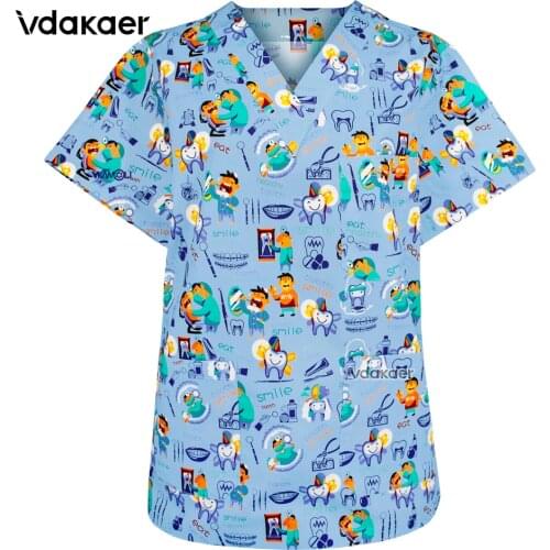 Multiple Pockets Scrubs tops Work Uniform Hospital Classic Form Foctor Woman Man Nursing Wear Dental Clothing