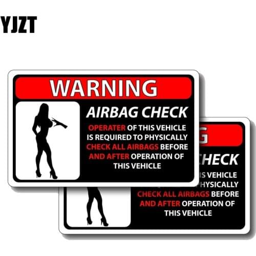 YJZT 2X 13CM*7.6CM Warning Check All Airbag Before And After Car Sticker PVC Decal 12-0384