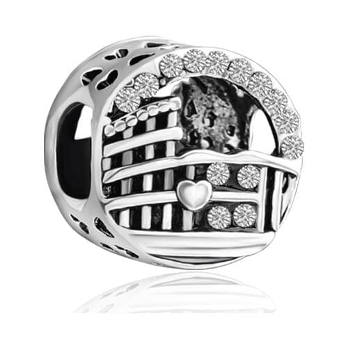 Fit Original Pandora Charms Bracelet Women Heart Fence Clear CZ Mystery House Beads for Jewelry Making DIY Bangle Bulk Wholesale