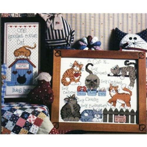 Magazine Home Decoration Drawing Cute Cartoon Crossstitch Cat Home Print Kit 11CT14CT18CT Handmade DIY Embroidery Material Kit