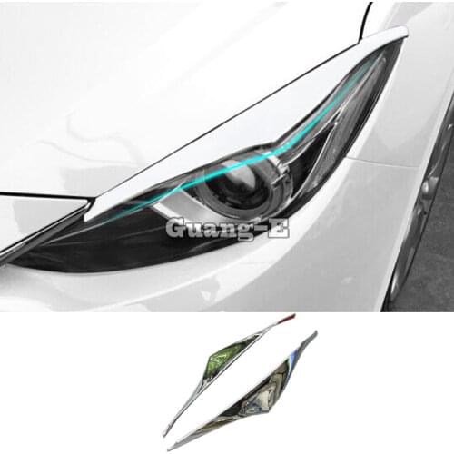 Car Body Head Front Eyebrow/Trim Light Lamp Frame Stick ABS Chrome Cover 2pcs For Mazda 3 Axela M3 2014 2015 2016 2017 2018 2019