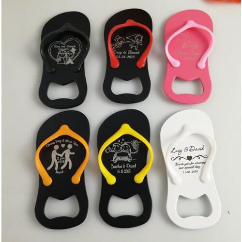 20pcs Customizable Colorful Flip Flop Bottle Openers Metal Beer Opener Personalized Wedding Favors