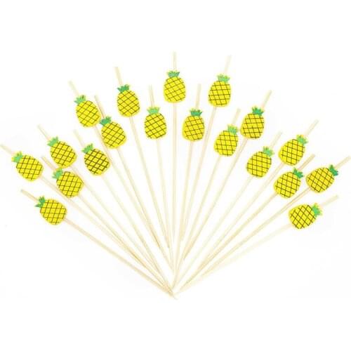 200Pcs Cocktail Picks Bamboo Pick Buffet Pineapple Cupcake Fruit Fork Dessert Salad Stick Skewer For Party Decor-ABUX