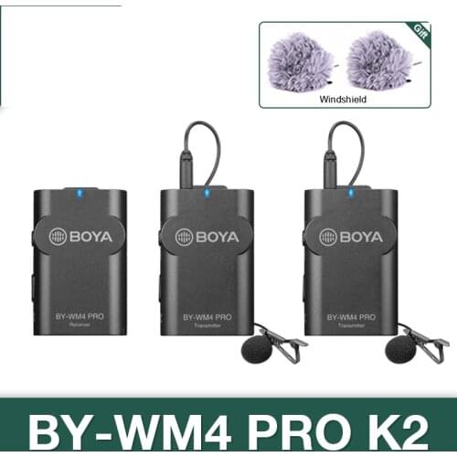 BOYA BY-WM4 Pro K2 Wireless Microphone Condenser Lavalier Transmitter Mic for dslr Cameras live streaming vlog Smartphone