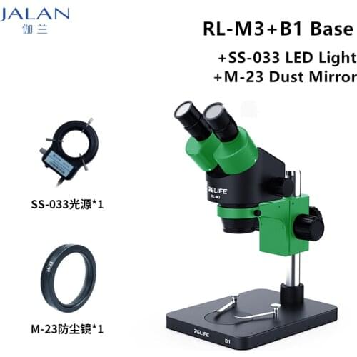 RELIFE RL-M3-B1 Binocular Microscope 7X-45X Zoom Mobile Phone PCB Board Repair+LED Light+Dust Mirror Stereo Microscopes Tool
