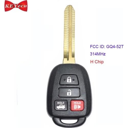 KEYECU 2pcs for Toyota Rav4 Highlander 2014 2015 2016 2017 Remote Car Key Fob H Chip GQ4-52T