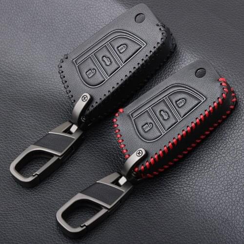 Genuine Leather Car Flip Key Cover For Toyota Yaris Reiz Carola Rav4 Folding Keys keychain Car Styling