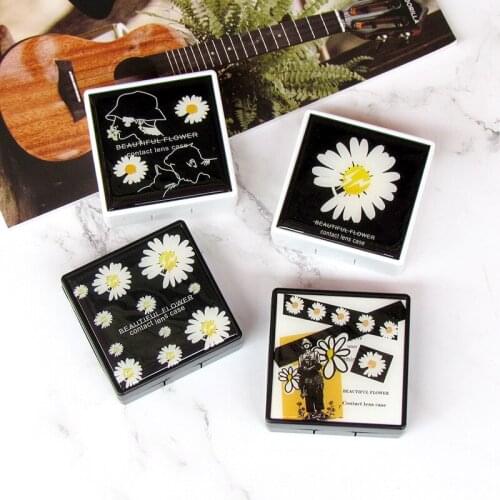 Ins Daisy Contact Lens Case Box Flowers Colored Contacts Lens Container Portable Travel Storage Box Gift For Girl